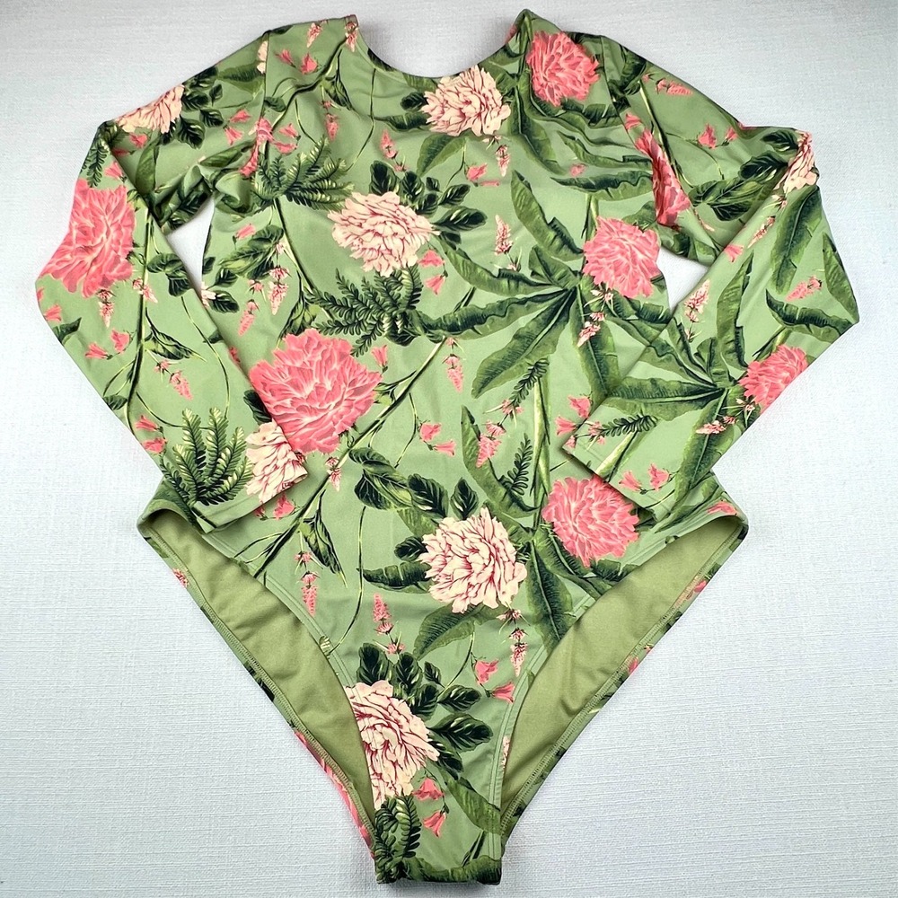 Aquabendita Target Peony Floral Long Sleeve 1 Piece Swimsuit Bodysuit XL/16 NWT - Picture 3 of 15
